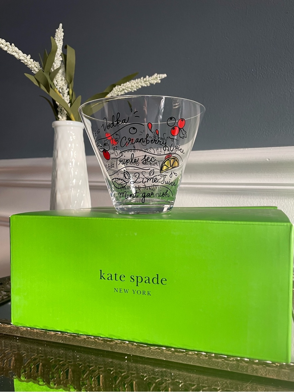 Kate Spade x Lennox- Set of 4 stemless martini glasses